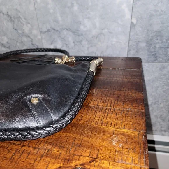 Authentic Vintage Gucci Black Leather Britt Tassel Bag - Picture 5 of 12